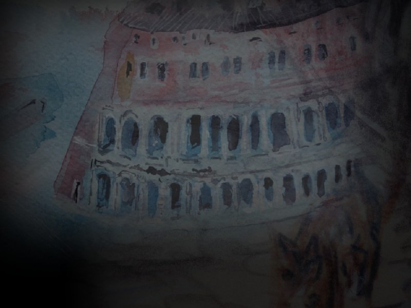 3-4.Art and Travel. Innovations in Concrete at Rome: The Tabularium and the Theatre of Marcellus. Watercolor journey with the course Roman Architecture by the Yale&nbsp;University.